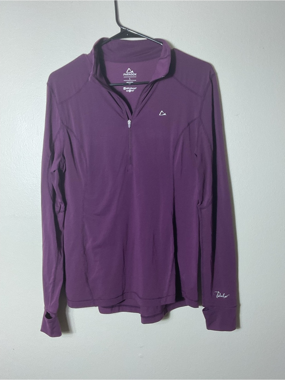Paradox Merino Blend 1/4 Zip Pullover Shirt Womens Large Purple Dri Release Base
